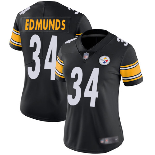 Women Pittsburgh Steelers Football 34 Limited Black Terrell Edmunds Home Vapor Untouchable Nike NFL Jersey